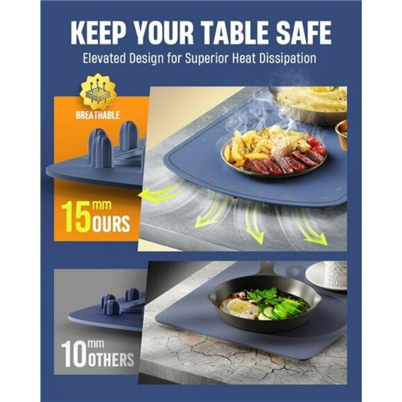 Silicone Food Warming Mat Buffet Heating Tray Adjustable Temp for Parties Home - Picture 4 of 8
